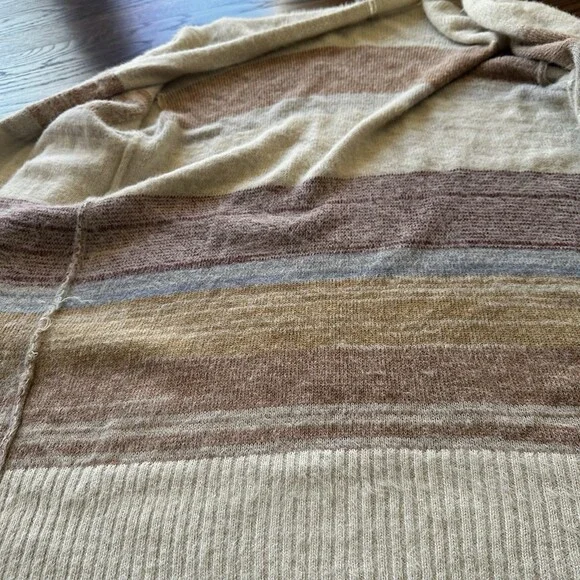 Maurices Plus Size Eyelash Striped Open Cardigan Plus Size 0X Cream Sweater - Picture 4 of 15